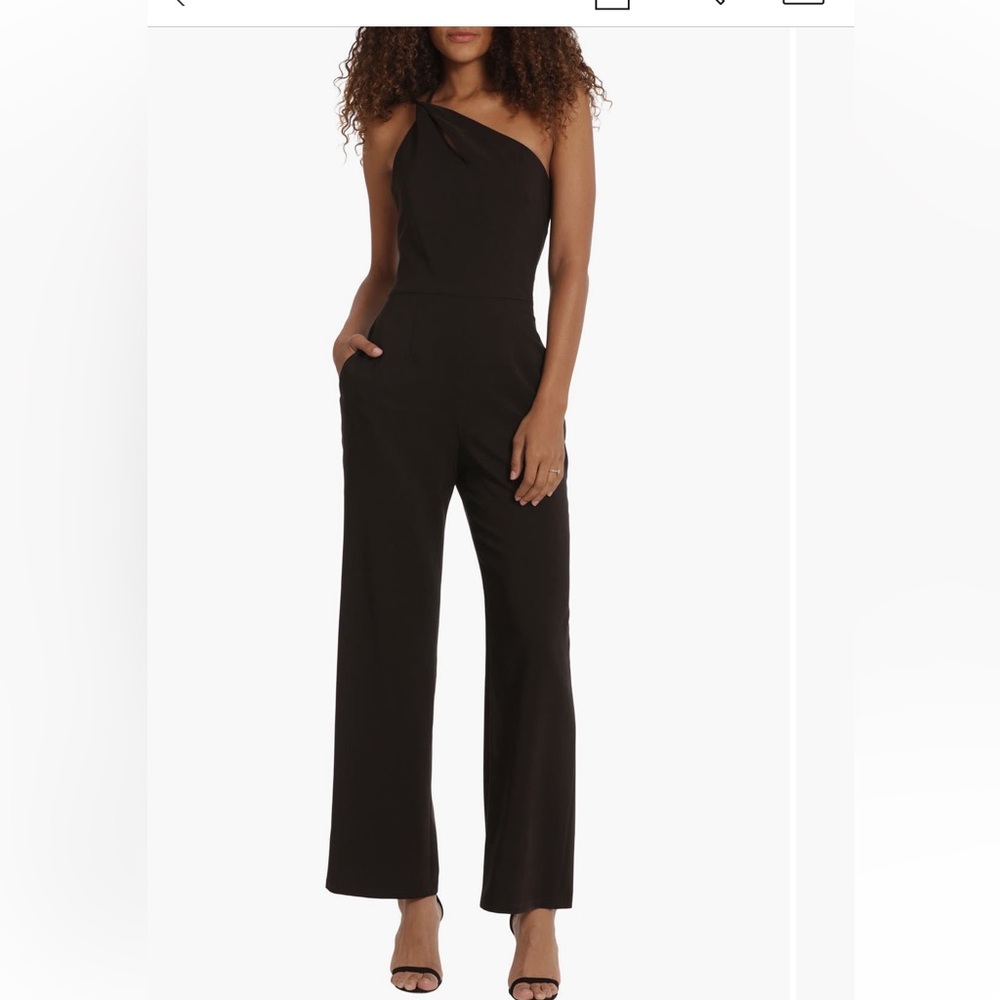 Donna Morgan One-Shoulder Black Jumpsuit